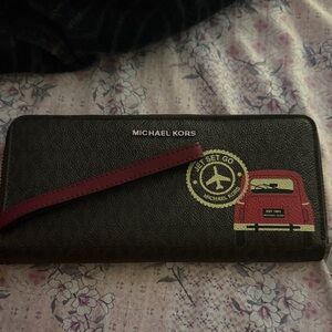 Michael Kors Black and Red Jet Set Wallet